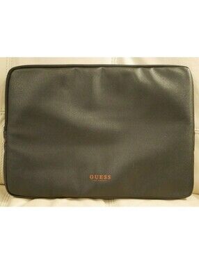 GUESS 15" LAPTOP TABLET CASE ZIPPER BAG VINYL CANVAS BLACK
